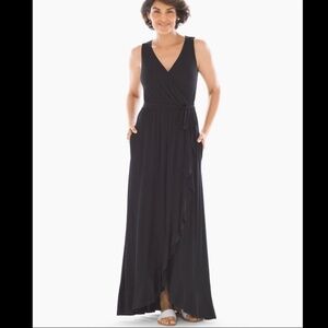 Soma Ruffle Border Black Maxi Dress Medium